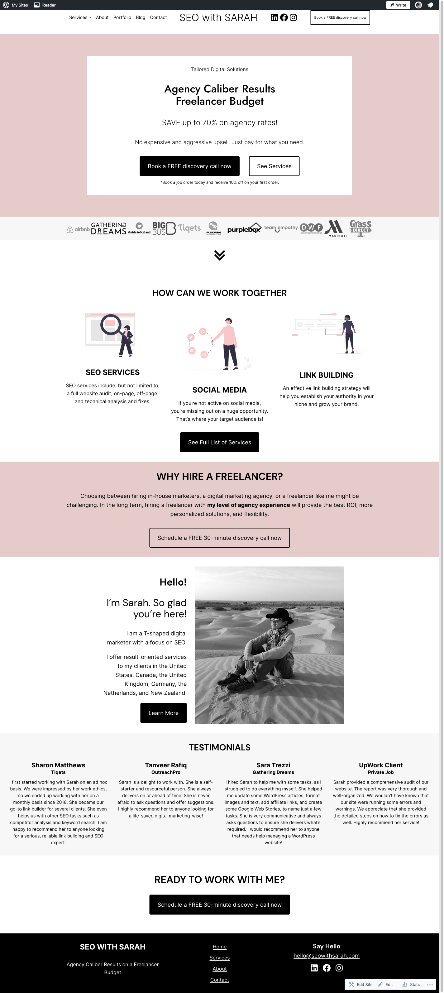 SEO with Sarah Website